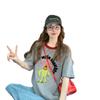 Camiseta Holgada Oversize de Algodón Puro con Graffiti Divertido para Mujer, Personalizada, Combinación de Colores Retro, Cuello Redondo, Longitud Media, Top Versátil