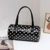 Bolsa de bolinhas 2026 bolsa feminina de nicho novo estilo moderna mini bolsa tiracolo simples bolsa de mão casual bolsa cilíndrica redonda