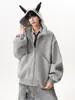 Moletom com capuz estilo americano, de peso pesado, forrado com fleece, com rebites, jaqueta oversized moderna e solta para outono/inverno masculino