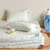 Sábana bajera individual de doble capa de gasa de algodón 100% estampada estilo coreano, algodón puro, fresca y sencilla, protector de colchón, ropa de cama