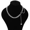 Suministro de fábrica grosor doble cadena mezcla collar acero inoxidable borla pequeña de cinco estrellas cadena para el cuello cadena clavícula al por mayor