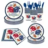 Super Bowl Fiesta Temática de Fútbol Mesa de Cena Familiar Vajilla Vasos de Papel Servilletas de Papel Juego de Platos Desechables de Papel Biodegradable