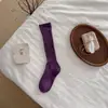 Youjiaxiu Calcetines para Mujer Otoño Invierno Nuevos Estilo Coreano Color Sólido Estilo Ins Calcetines Apilables Canalé 3D Hasta la Pantorrilla Calcetines de Algodón