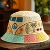Sitio Web Independiente Transfronterizo Nuevo Modelo Coche de Viaje Patrón Bordado Acolchado Estampado Unisex Sombrero de Pescador Arcoíris Sombrero de Sol
