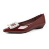 Zapatos Planos de Punta Fina Estilo Francés Fragantes para Mujer Zapatos de Tacón Bajo Cómodos con Suela Suave de Gama Alta Hebilla Cuadrada de Pedrería para Mujer Viajeros