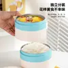 Bolsa Redonda de Acero Inoxidable 304 Transfronteriza para Almuerzo de Estudiante y Trabajador de Oficina, con Almuerzo, Caja de Almuerzo Aislada Multicapa