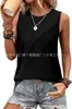 Chaleco de Verano para Mujer Amazon 2025 Estilo Europeo y Americano Holgado Cuello Redondo Color Sólido Casual Top sin Mangas Camiseta