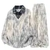 Conjunto Retro Americano Sucio de Manga Larga para Hombre Otoño Holgado Casual Deportivo Sudadera Falsa de Dos Piezas Conjunto de Dos Piezas Tie-Dye de Moda