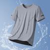 Camiseta de manga corta de seda helada para papá, fina, transpirable, deportiva, de verano, con cuello redondo, para hombre de mediana edad, de secado rápido.
