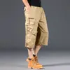 Monos de verano finos y holgados de talla grande para hombre, pantalones multibolsillos, pantalones capri informales para exteriores, pantalones cortos de verano para hombre.