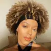 Pañuelo para la cabeza con peluca transfronteriza para damas africanas, pelo corto rizado negro, diadema de seda helada, casco de fibra química, fabricante de pelucas al por mayor