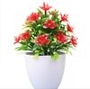 Planta de simulación en maceta decoración de flores falsas rosa de plástico bonsái interior muebles de escritorio para el hogar ciruelo de cinco hojas al por mayor
