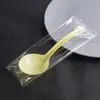 Cuchara grande de plástico desechable para servir con mango largo para llevar, avena y olla caliente
