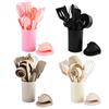 Conjunto de 21 Peças de Utensílios de Cozinha Transfronteiriços de Silicone para Assar, Batedores de Ovo para Cozinhar, Raspadores, Colheres de Medida, Xícaras de Medida, Prendedores de Mão Anti-Escaldantes, Pincéis para Óleo, Espátulas