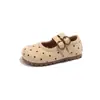 Sapatos de Princesa para Meninas 2026 Primavera e Outono Novos Sapatos de Couro Infantis para Meninas com Bolinhas e Biqueiras Macias Fofas em Formato de Manga