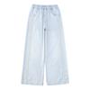 Pantalones de Verano Finos Sueltos Anti-Mosquitos de Mezclilla Tencel con Cordón Floral para Niñas 2025 Pantalones Frescos Rectos de Pierna Ancha