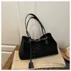 Bolsa Tote Personalizada Moda Estilo Preguiçoso Ombro Único Axila Portátil para Mulheres 2025 Moda Retrô Estampa de Leopardo Outono e Inverno Novo Estilo