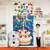 Cortina de Chuva Balão com Cordão Cenário de Aniversário de Menina Parede de Fundo Atmosfera de Festa Cerimônia Atmosfera do Primeiro Aniversário das Crianças Pano Pendurado