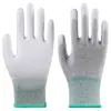 Guantes de Dedo con Recubrimiento de PU, Recubrimiento Antiestático, Guantes de Fibra de Carbono, Blancos, Resistentes al Desgaste, Libres de Polvo, Protección Laboral, Guantes de Calibre 13