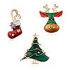 Meias de Natal Versáteis Novas Europeias e Americanas Árvore de Natal Pintura de Alce Emblema a Óleo Broche Pequeno Conjunto de Três Peças Feminino Acessórios Atacado