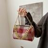 Bolsa de Mão Colorida Contrastante Estilo Coreano Nova Chegada Feminina Primavera 2024 Retro Fashionável Almofada de Lã Bolsa Transversal Pequena Quadrada