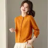 Cardigã de Tricô Gola Redonda 2026 para Mulheres, Estilo Curto, Novo Caimento Solto, Camisa Base Laranja, Suéter Casaco Fashion e Estiloso