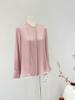 Camisa de Seda para Mujer 2026 Primavera y Verano Nuevo Estilo Manga Larga Color Sólido Cuello Alto Ropa de Trabajo Elegante Estilo Ol Top de Seda de Morera
