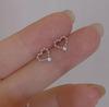 Aretes de Corazón de Diamantes de Punto Elegantes de Moda Ins Transfronteriza Creativos de Nicho Europeos y Americanos Lujo Accesible Aretes Exquisitos Aretes