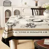 Mantel vintage estilo francés, impermeable y resistente al aceite, lavable, mantel rectangular, estilo de mediados de siglo, lujo ligero, mantel de comedor con ambiente de alta gama
