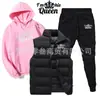 Conjunto Esportivo de Veludo Estampado Outono e Inverno Transfronteiriço Moda Americana Casual Colete Moletom de Algodão e Calça de Moletom Conjunto de Três Peças