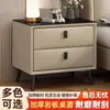 Mesita de noche de madera maciza y chapa de piedra, diseño moderno y minimalista, adecuada para apartamentos pequeños, con cajones para almacenamiento
