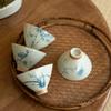 Juego de té de kung fu de cerámica de bambú pintado a mano bajo cubierta, taza de té de aire fresco Xiaoqing para el hogar, nueva taza de cubo de estilo chino