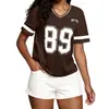 Camiseta Casual de Verano Estilo Nuevo Europeo y Americano Versátil Calle Holgada con Estampado de Letras Manga Corta para Mujer