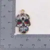 Pendente de Caveira Colorido Estampado em Liga Metálica Vendido em Massa na Fronteira com Padrões Florais para Brincos DIY, Acessórios de Orelha, Pingentes de Colar