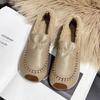 Zapatos Doudou Invierno 2026 Nuevos Zapatos de Mujer Otoño e Invierno Suela Suave Cómodos Planos de Cuero para Mamá Zapatos Cálidos de Algodón
