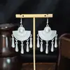 [Selección Premium] Pendientes Estilo Étnico de Minorías Vintage con Plata de Minorías Étnicas, Pendientes Largos Colgantes Florales Estilo Bohemio Único
