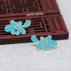 Yiwu color rayo dorado cobre chapado en oro DIY punto de gota de pegamento esmeralda imitación oro azul quemado esmalte aretes de pin para la oreja B3161