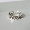 Estilo coreano Simples Retro Velho 925 Sterling Silver Queimado Prata Artesanato Anel de Torção de Corrente Suavizado Dupla Camada Anel de Dedo Aberto