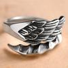 Anillo retro de ángel y diablo para hombre, anillo individual moderno de plata tailandesa, alas de ángel negras, pluma, anillo de flecha