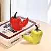 Porta Palillos de Cerámica de Chile Verde y Rojo al por Mayor Caja Creativa de Palillos para Mesa de Café de Sala de Estar Escritorio Caja de Hilo Dental Frasco de Almacenamiento para Bastoncillos de Algodón
