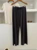 Pantalones anchos de cintura alta, sueltos y relajados, para mujer, con cordón, adelgazantes, pantalones casuales, pantalones largos de punto, pantalones de mantequilla tricolores