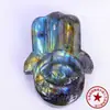 Labradorita natural de alto brillo pequeña margarita girasol Ankh pieza tallada piedra en bruto piedra lunar accesorio DIY colgante