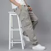 Pantalones largos de algodón puro para hombre, nuevo estilo primavera y otoño, pantalones cargo holgados multibolsillos para hombres jóvenes y de mediana edad, pantalones casuales de talla grande
