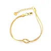 Joyería Transfronteriza Europea y Americana Pulsera de Cadena Redonda de Serpiente Moda Personalidad Cadena Lisa Pulsera Doble Capa Anudada Acero Inoxidable Pulsera Chapada en Oro