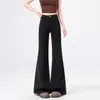 Jeans acampanados negros de alta calidad que se ajustan a las piernas para mujer, colección primavera/verano 2026, de cintura alta, elásticos y adelgazantes