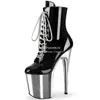 Botas Sexy de Pole Dance para Discoteca Tacón de 15/17/20cm Botines Cortos Galvanizados Zapatos Sexy de Tacón Alto con Plataforma Gruesa para Adultos