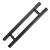 Manija de puerta de acero inoxidable manija de puerta de vidrio de oficina reposabrazos de puerta corredera de baño tubo cuadrado manija negra mate