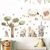 Pegatinas de pared con diseño de estrellas del Zoológico de dibujos animados para habitación infantil, decoración navideña de jardín de infantes, papel tapiz autoadhesivo