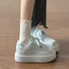 Zapatos Blancos Super Calientes 2026 para Mujer para Combinar con Faldas 2026 Primavera Nuevo Estilo Zapatos de Plataforma Zapatos de Pan Zapatos con Plataforma Espesa para Aumentar la Estatura