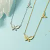 Collar de Mariposa con Piedra Ojo de Gato para Mujer, Diseño de Nicho de Lujo Ligero, Cadena para Clavícula, Estilo Minimalista, Sencillo y Elegante, Nuevo Modelo 2021